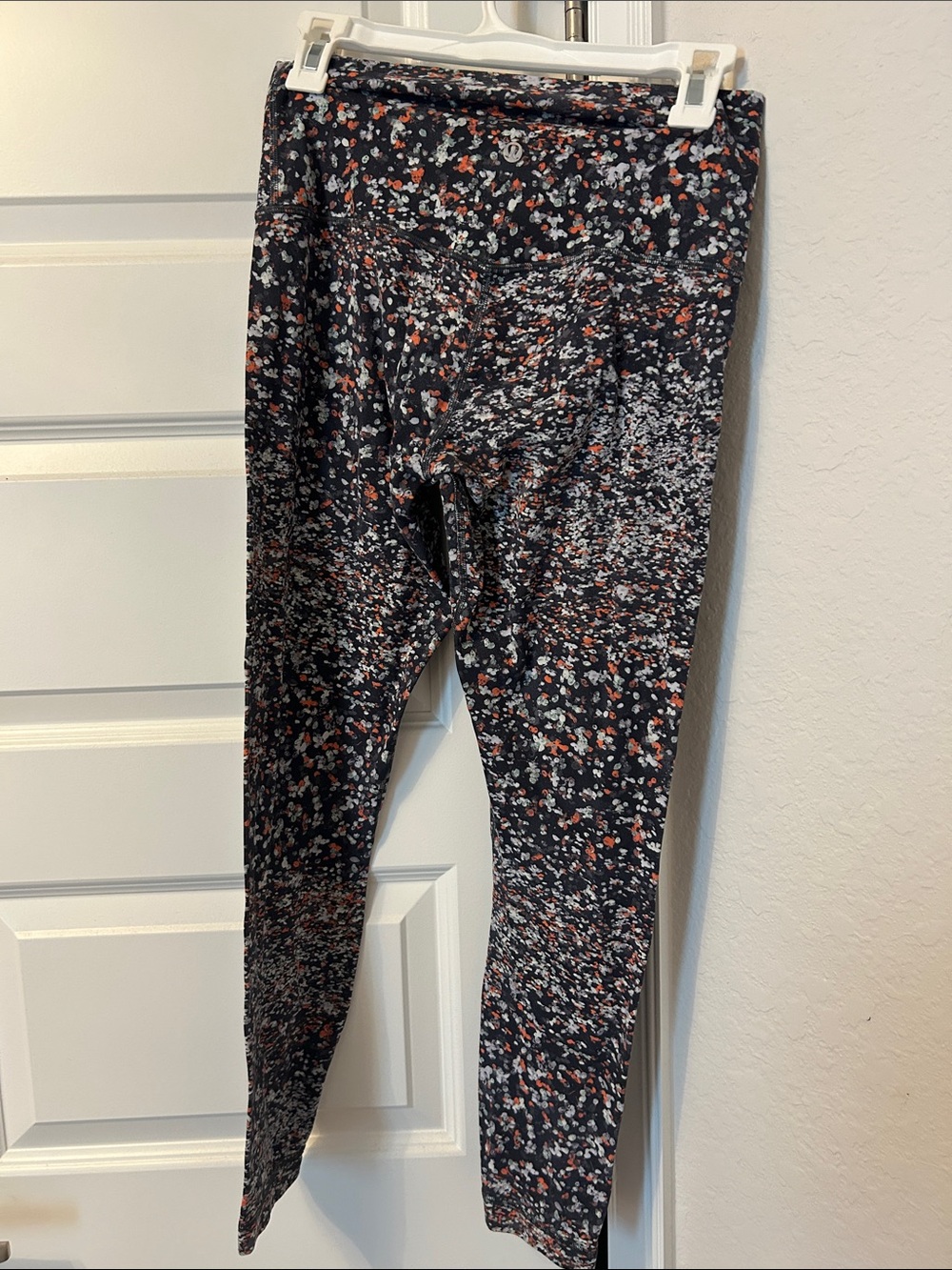 Lululemon Dark Gray Floral Women’s Leggings with Orange & White Accents